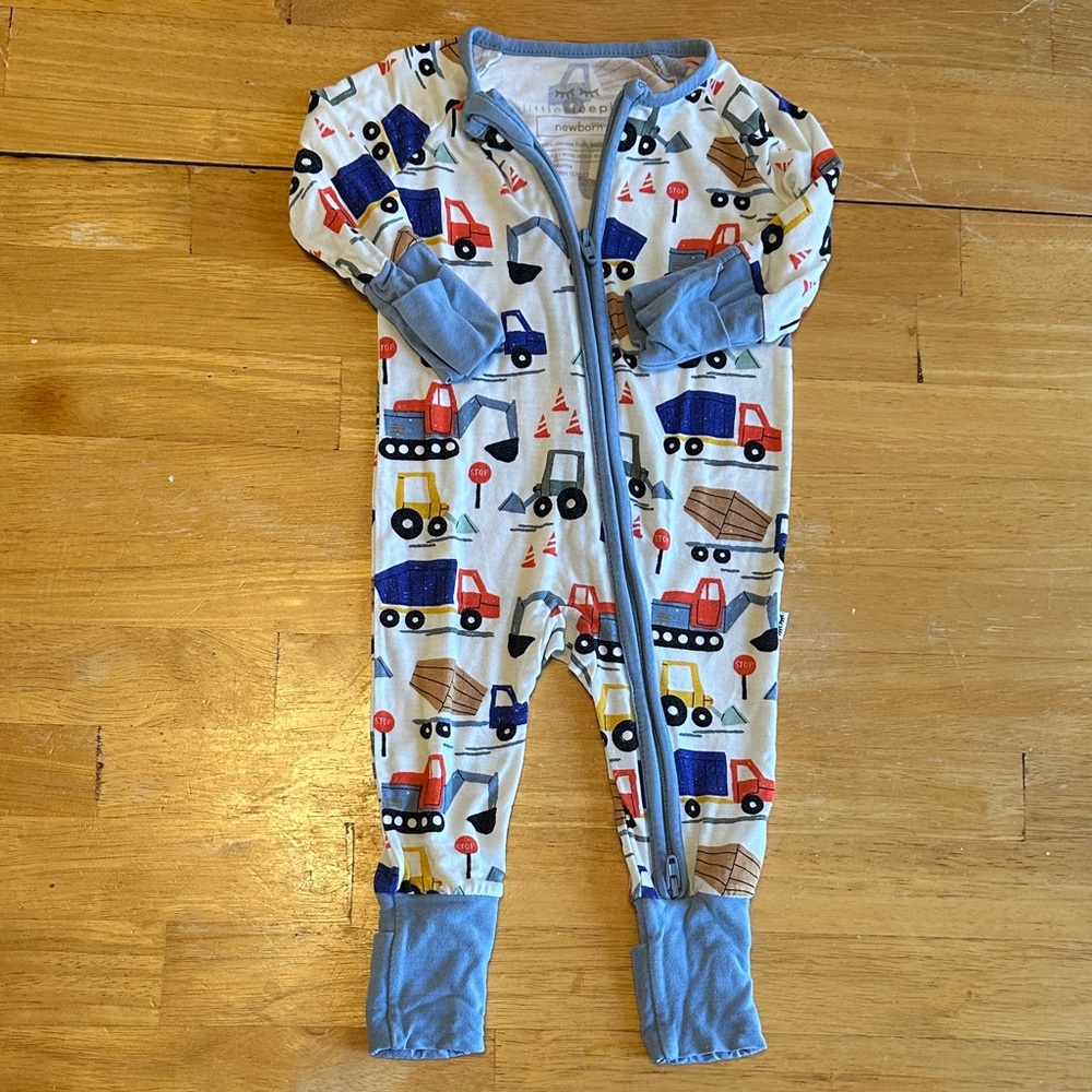 Little Sleepies Construction Print Footie